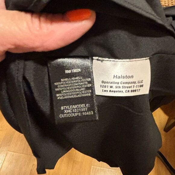 Halston Black A-Line Midi-Dress Spaghetti Strap Pleated Skirt Women Size 6 NWT - Picture 10 of 13